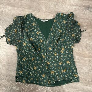 Madewell Green Floral Blouse